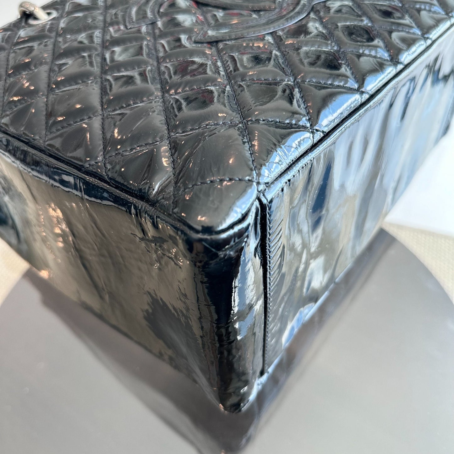 GST Grand Shopping Tote Patent Leather Quilted Black SHW No 12