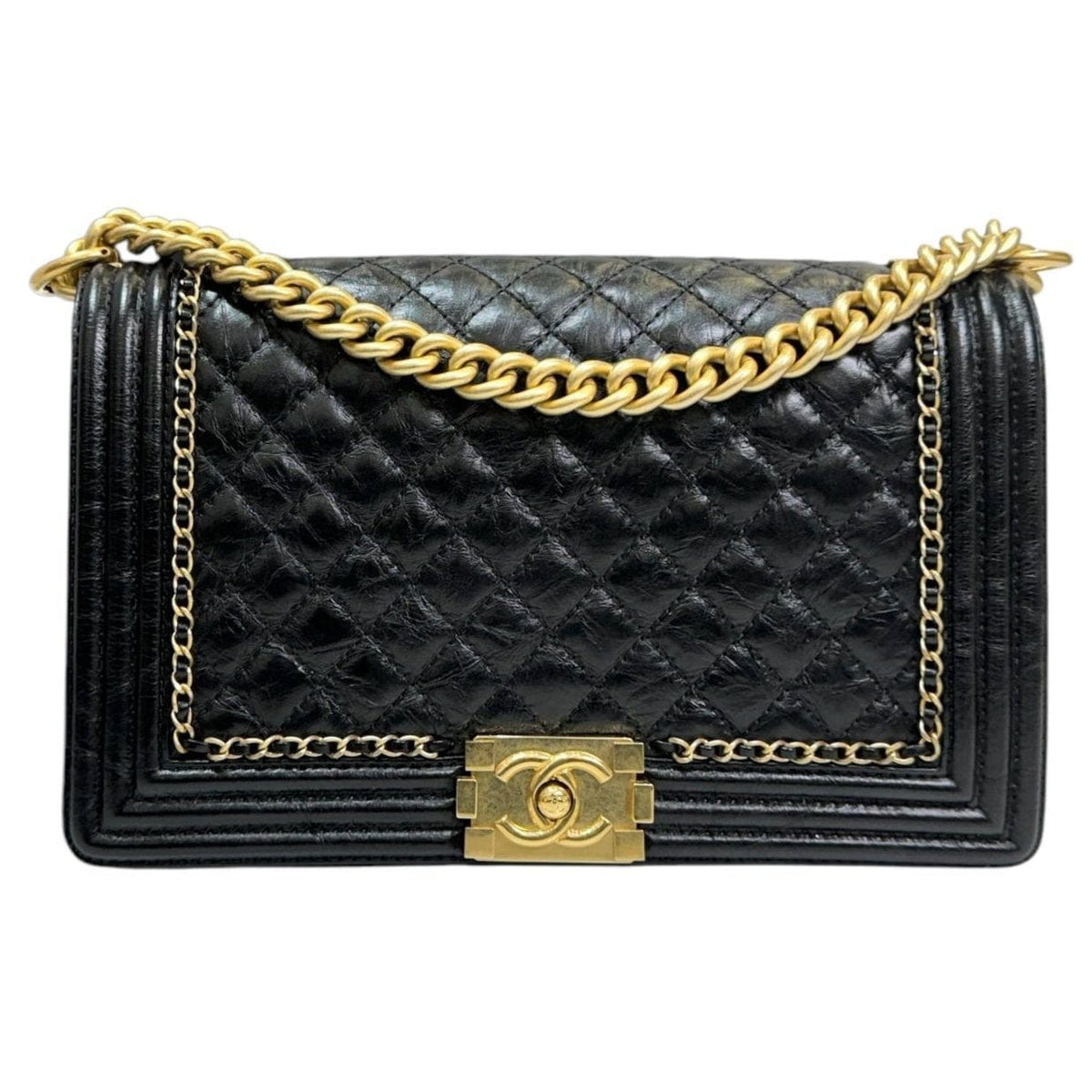 CHANEL LARGE BOY CHAIN DETAIL BAG 122419A02