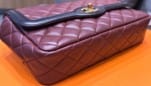 Chanel Single Flap In Lambskin Black/Burgundy Ghw