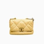 Chanel Small 19 Beige Quilted Lambskin Flap Bag Multicolor Hardware