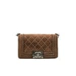 Chanel Small Brown Suede Leboy Flap Bag