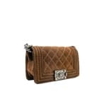 Chanel Small Brown Suede Leboy Flap Bag