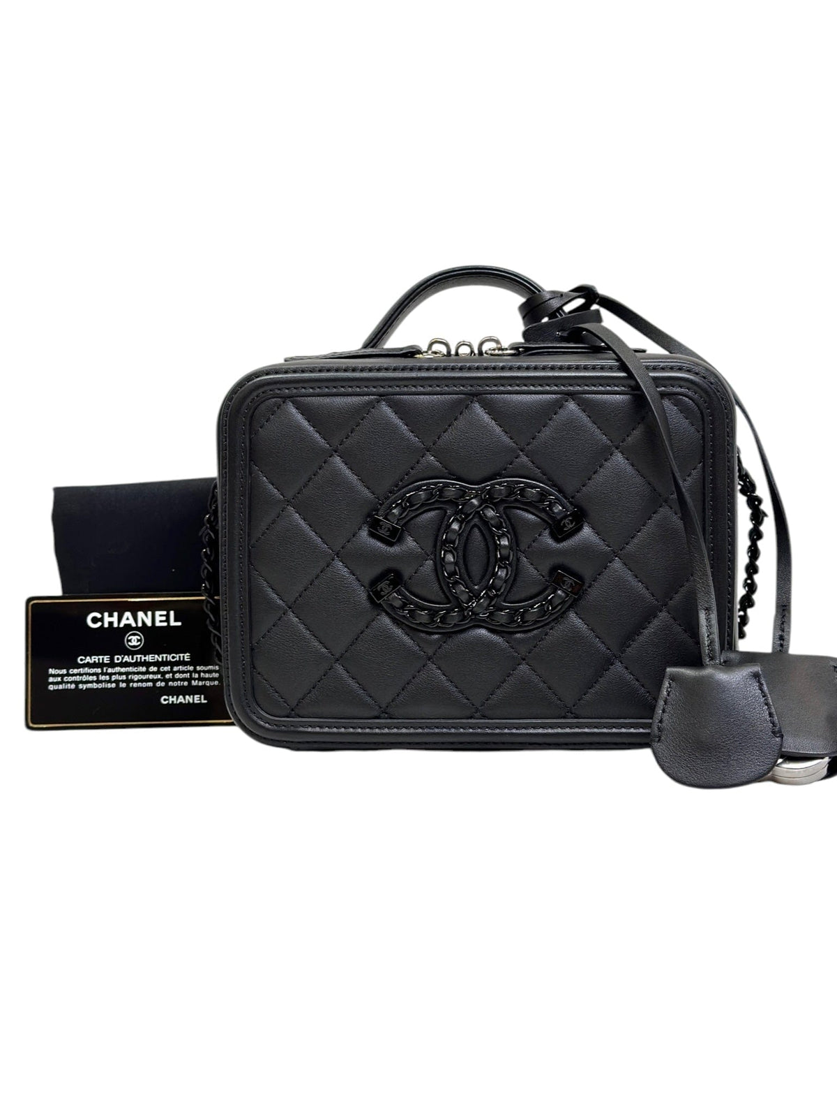 CHANEL VANITY CAMERA BAG WITH SILVER LOCK 122419A16