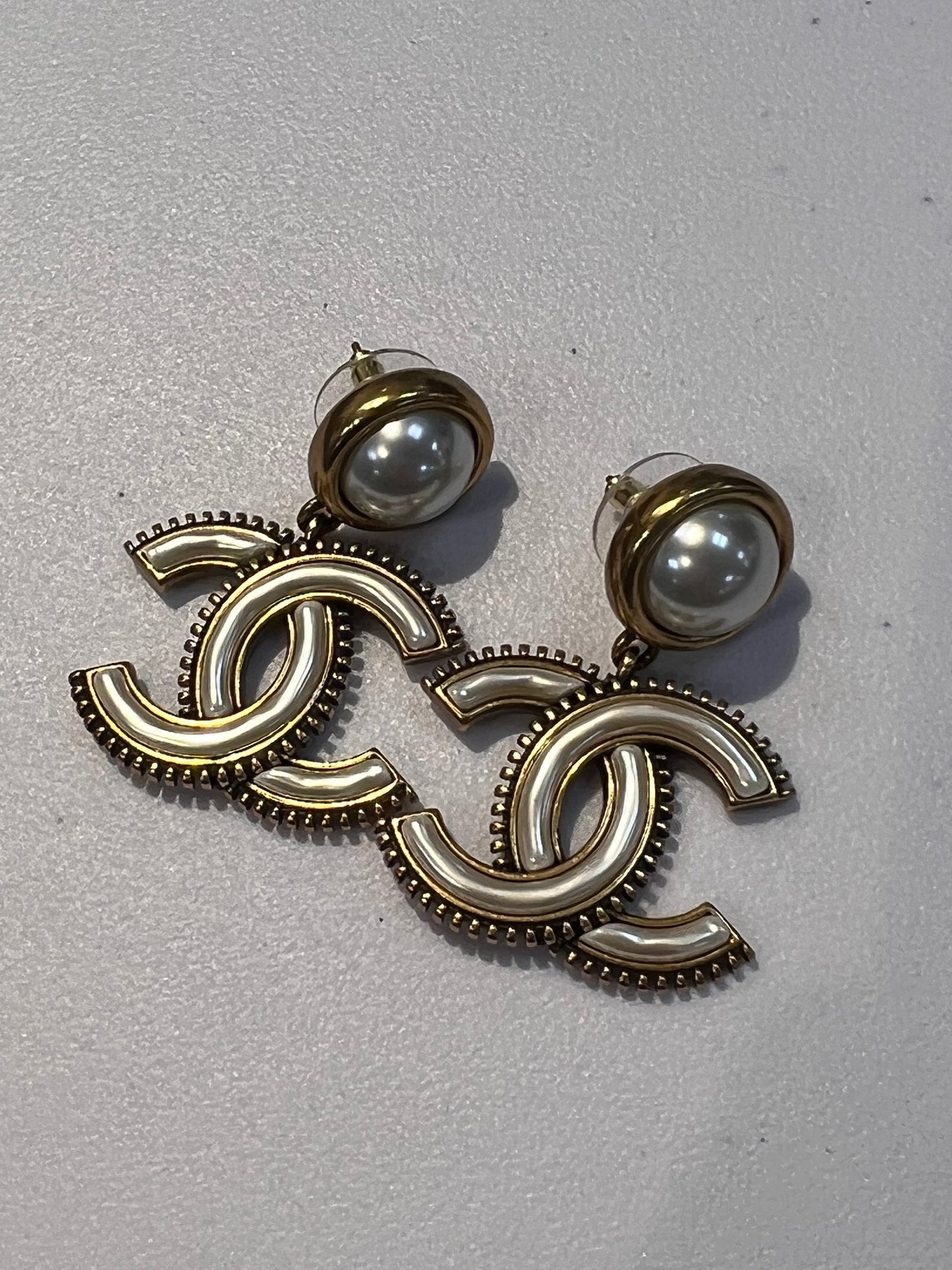 Chanel Dangling Pearl Large CC Earrings GHW Pierced 90269905