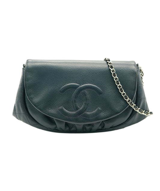 CHANEL NAVY HALF MOON WALLET ON CHAIN ALC2097