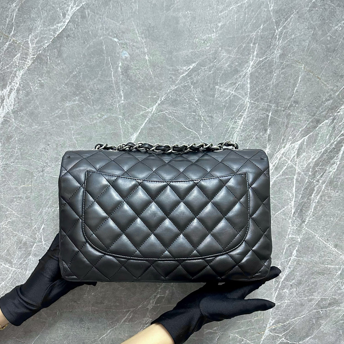 Jumbo Classic Flap Single Flap Lambskin Black SHW No 13