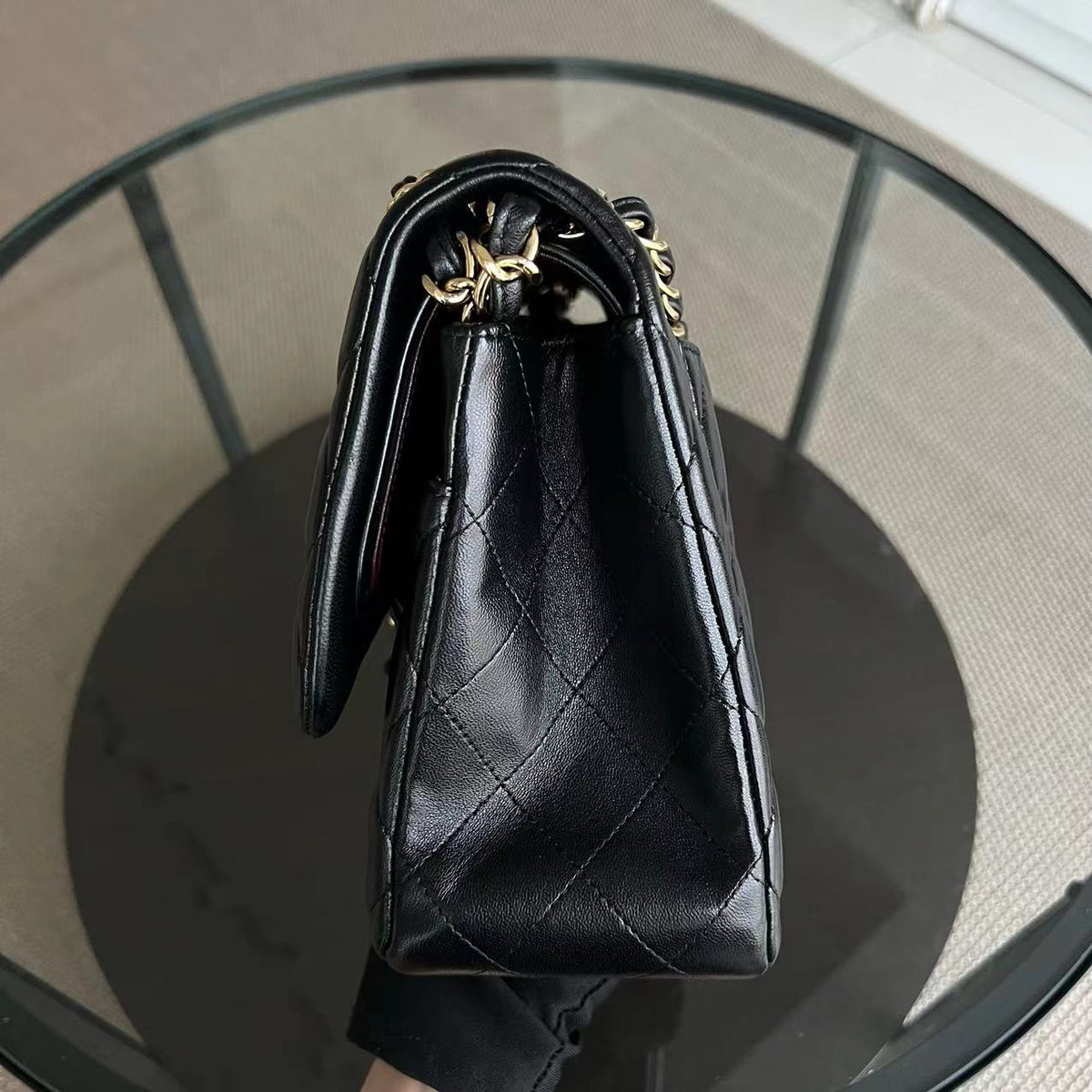 Jumbo Double Flap Classic Flap Quilted Lambskin Black Golden Hardware Series 22