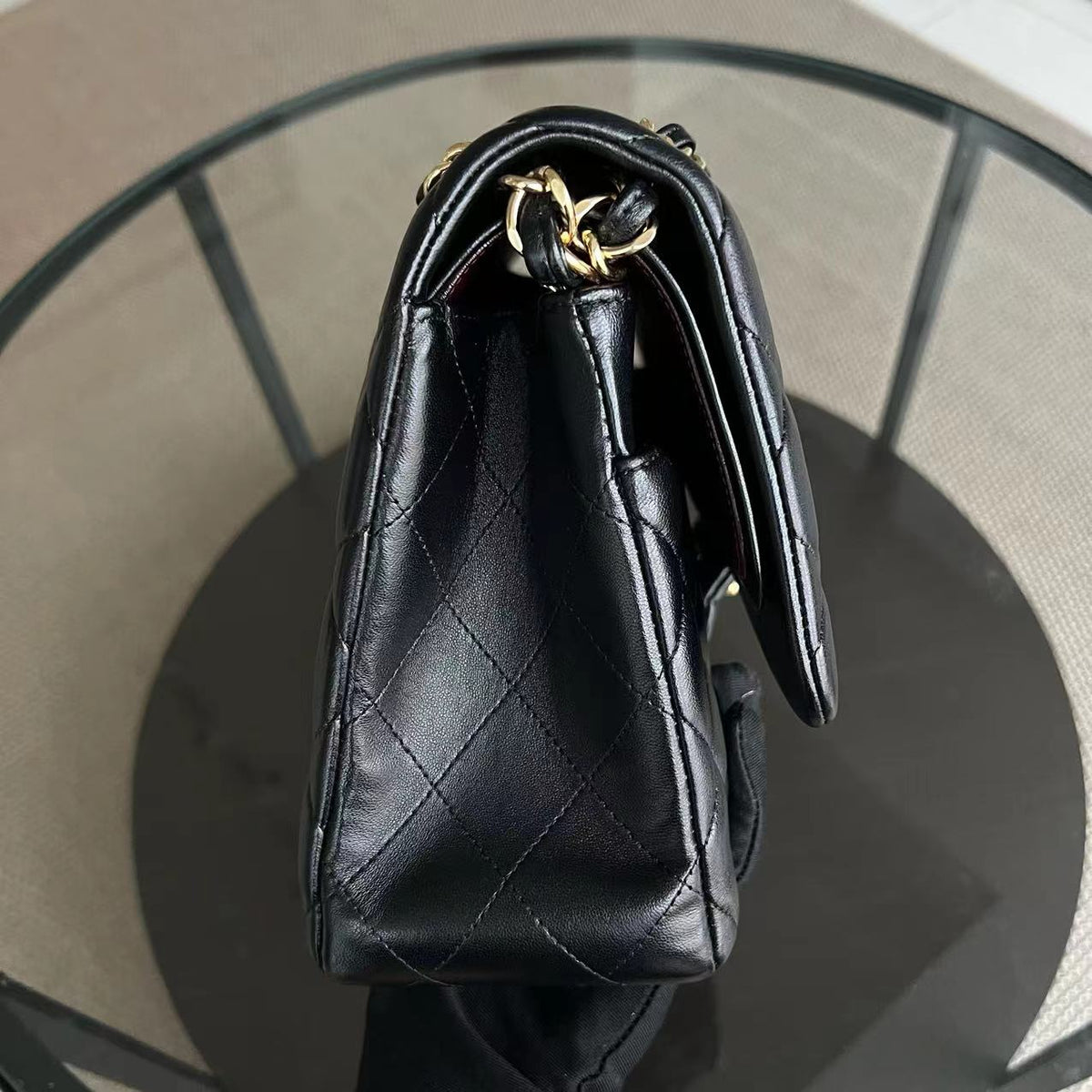 Jumbo Double Flap Classic Flap Quilted Lambskin Black Golden Hardware Series 22