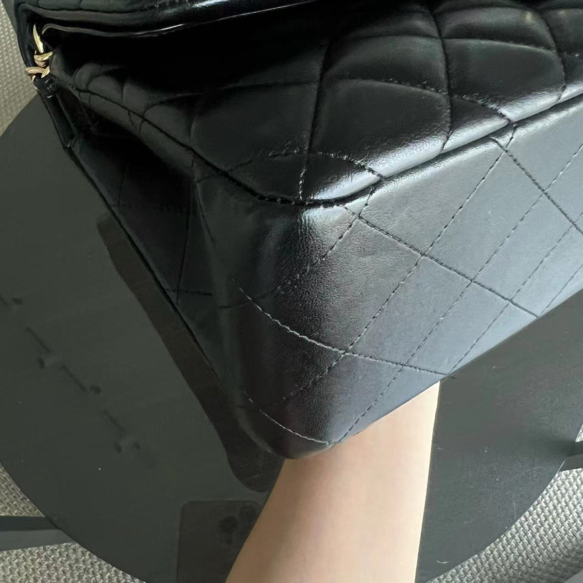 Jumbo Double Flap Classic Flap Quilted Lambskin Black Golden Hardware Series 22