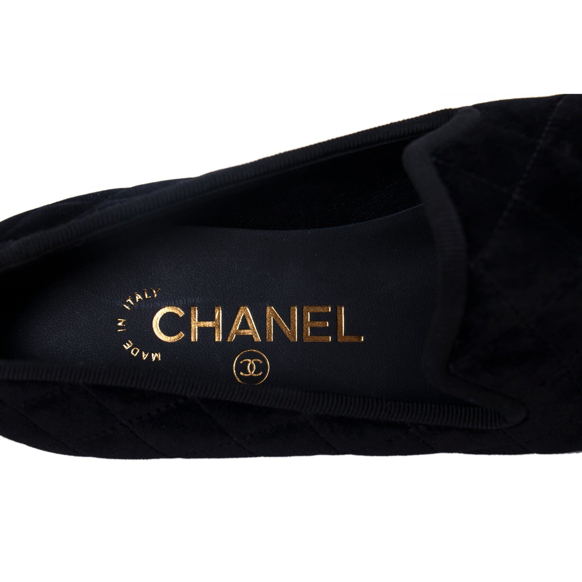 Chanel Quilted Velvet CC Loafers
