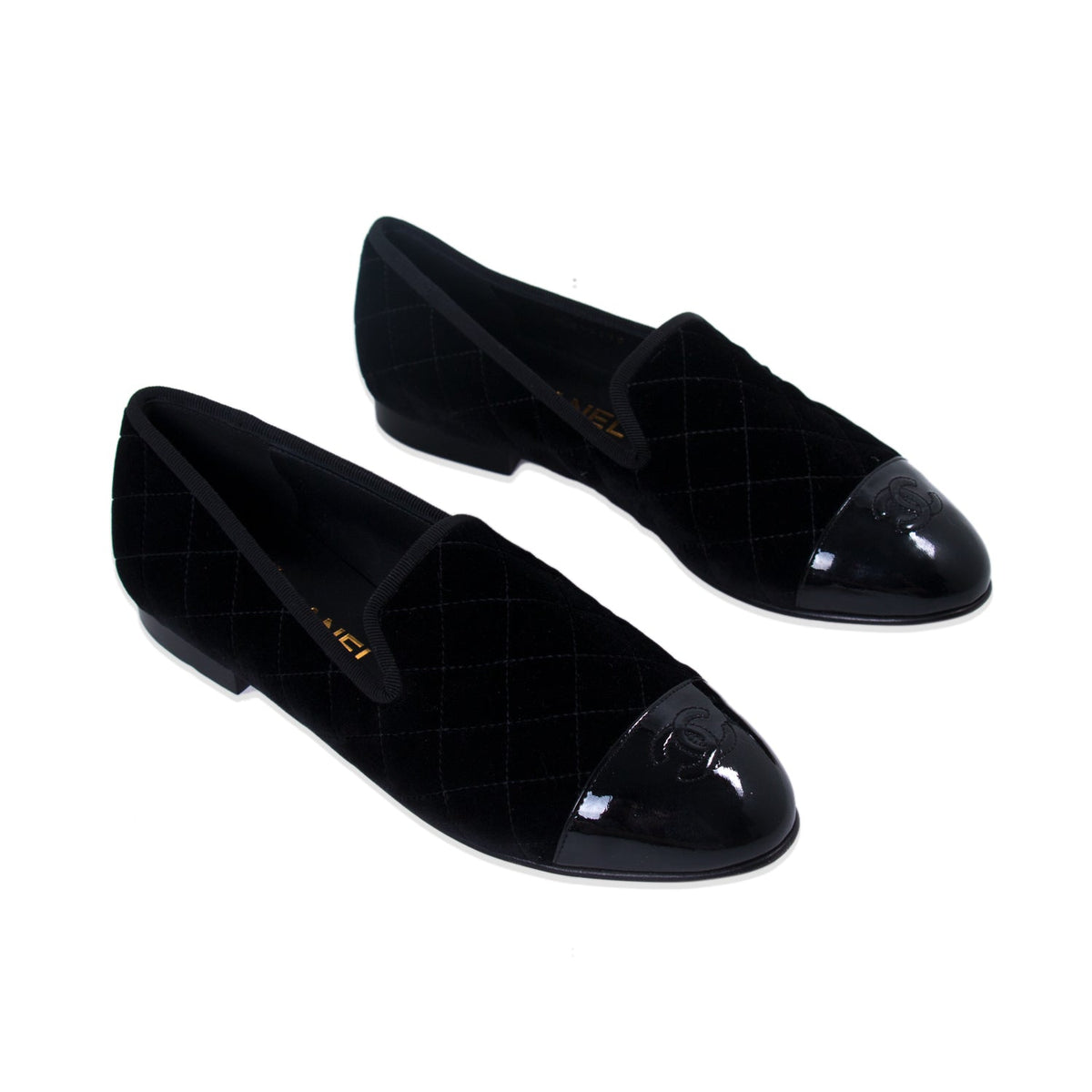 Chanel Quilted Velvet CC Loafers