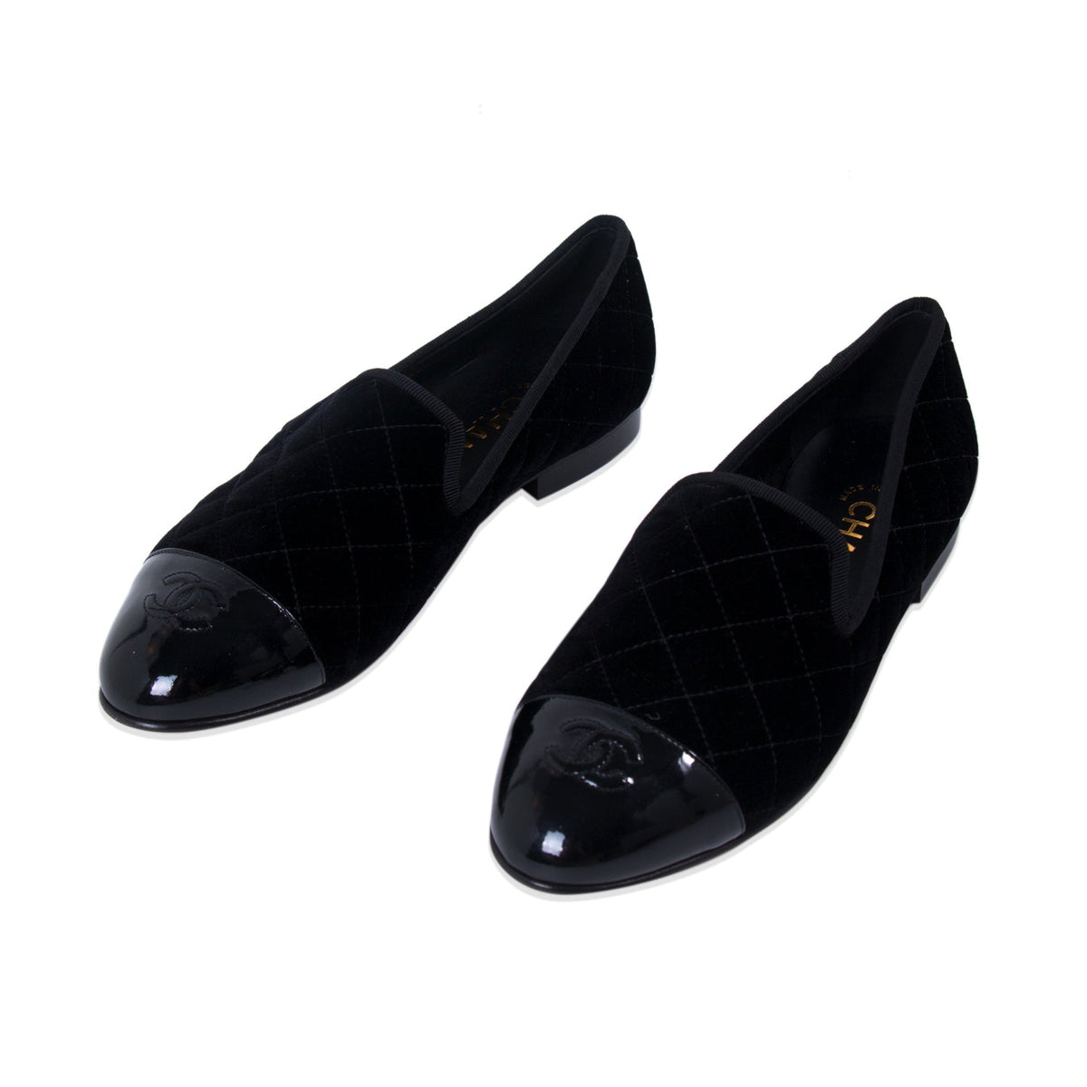 Chanel Quilted Velvet CC Loafers