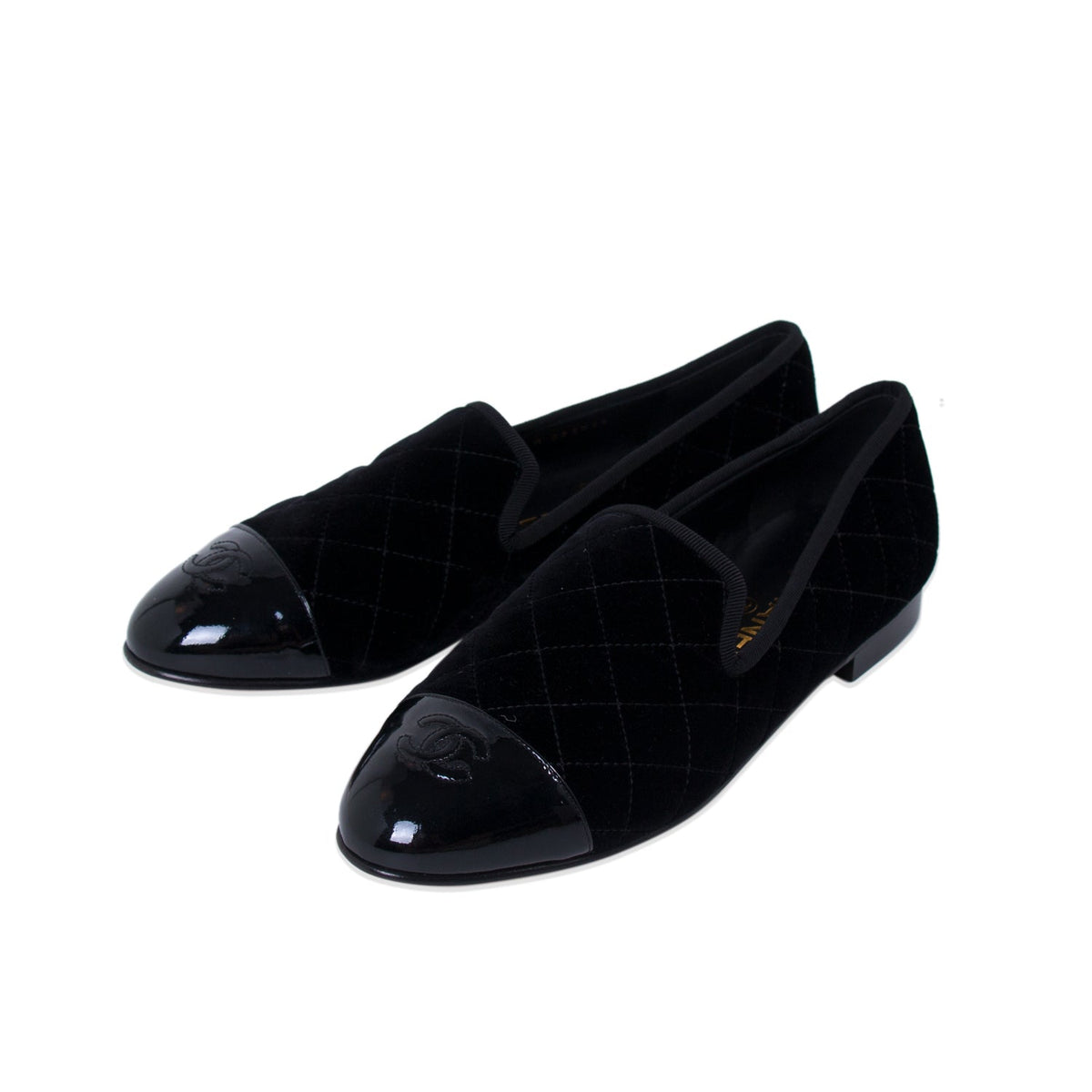 Chanel Quilted Velvet CC Loafers