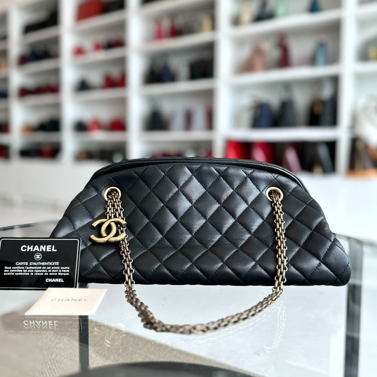 Mademoiselle Bowling Lambskin Black GHW No 14