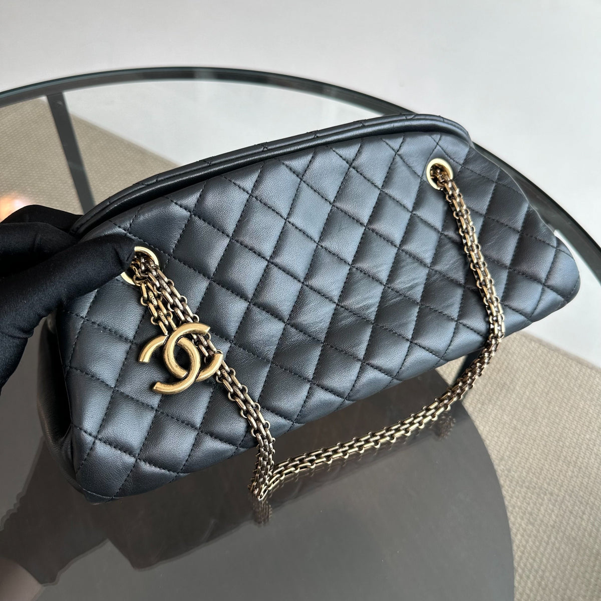 Mademoiselle Bowling Lambskin Black GHW No 14