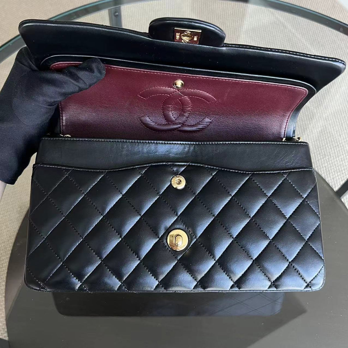 Double Flap Quilted Lambskin Black GHW No 14
