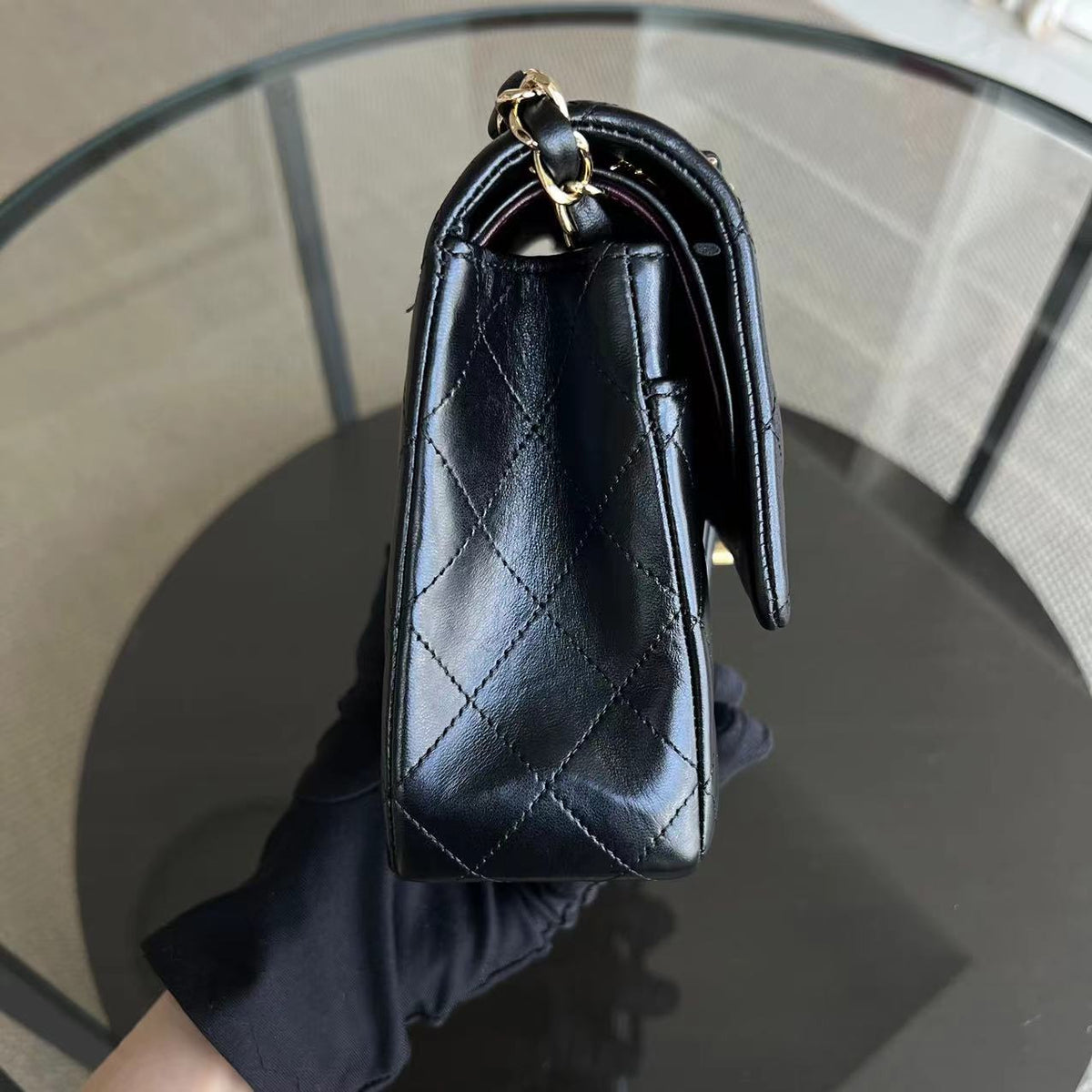 Double Flap Quilted Lambskin Black GHW No 14