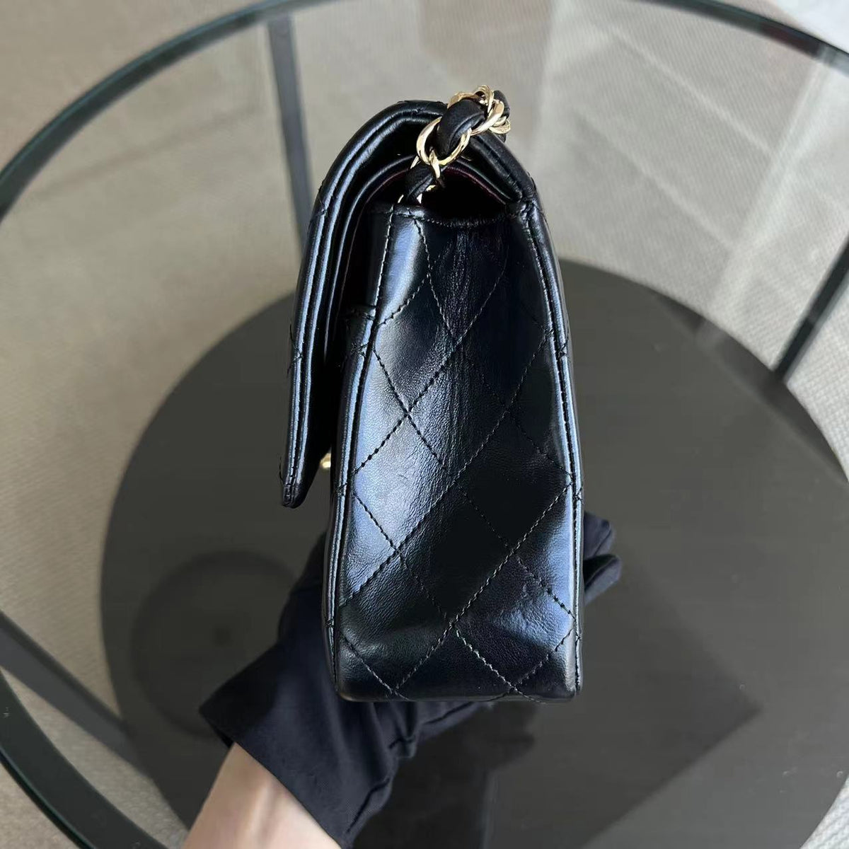 Double Flap Quilted Lambskin Black GHW No 14