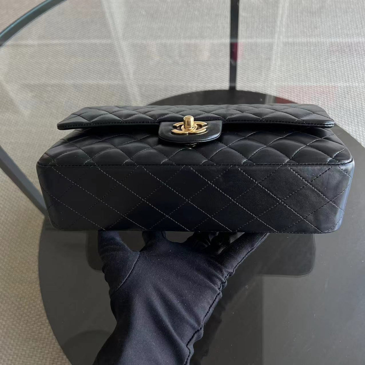Double Flap Quilted Lambskin Black GHW No 14