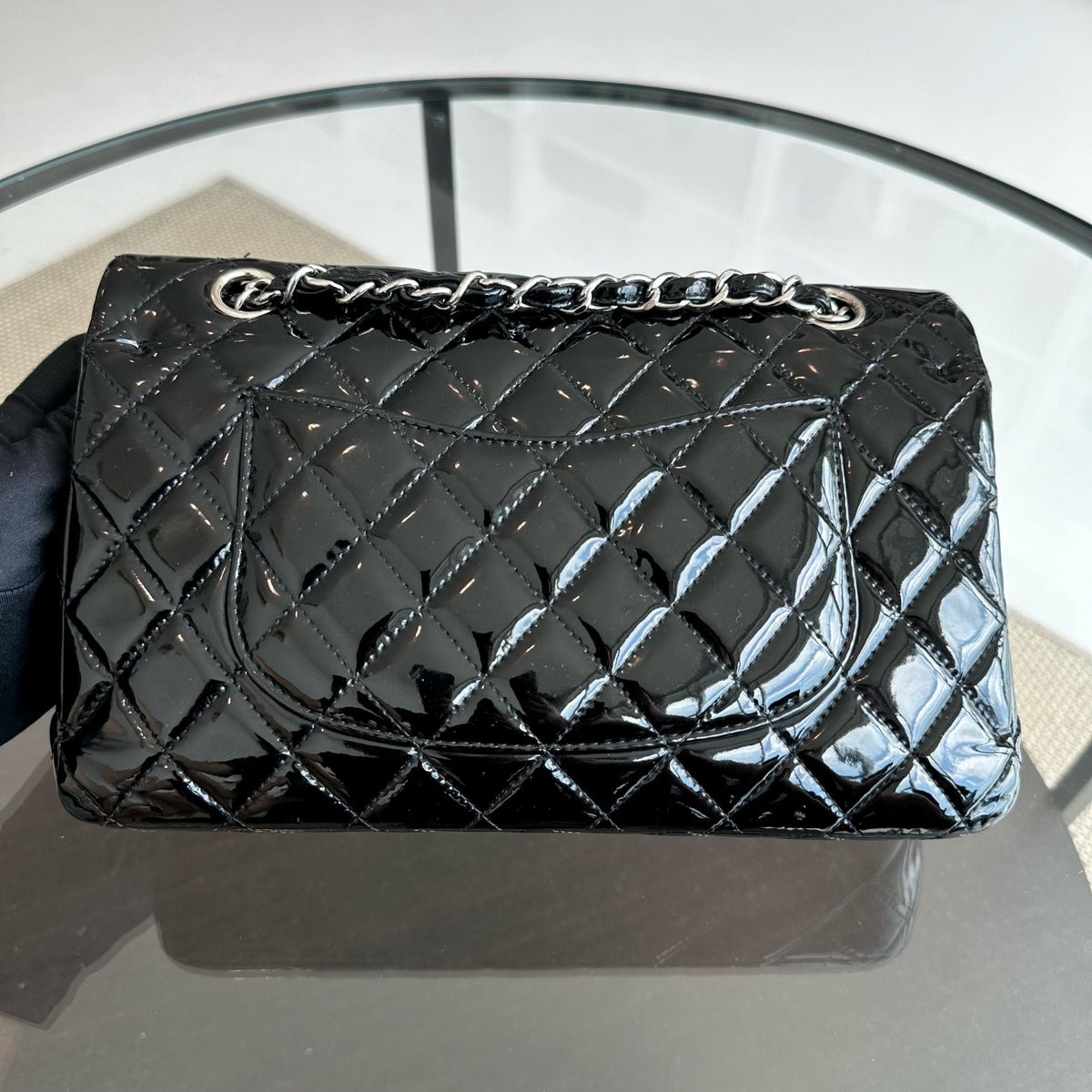 Patent Leather Quilted Black SHW No 18
