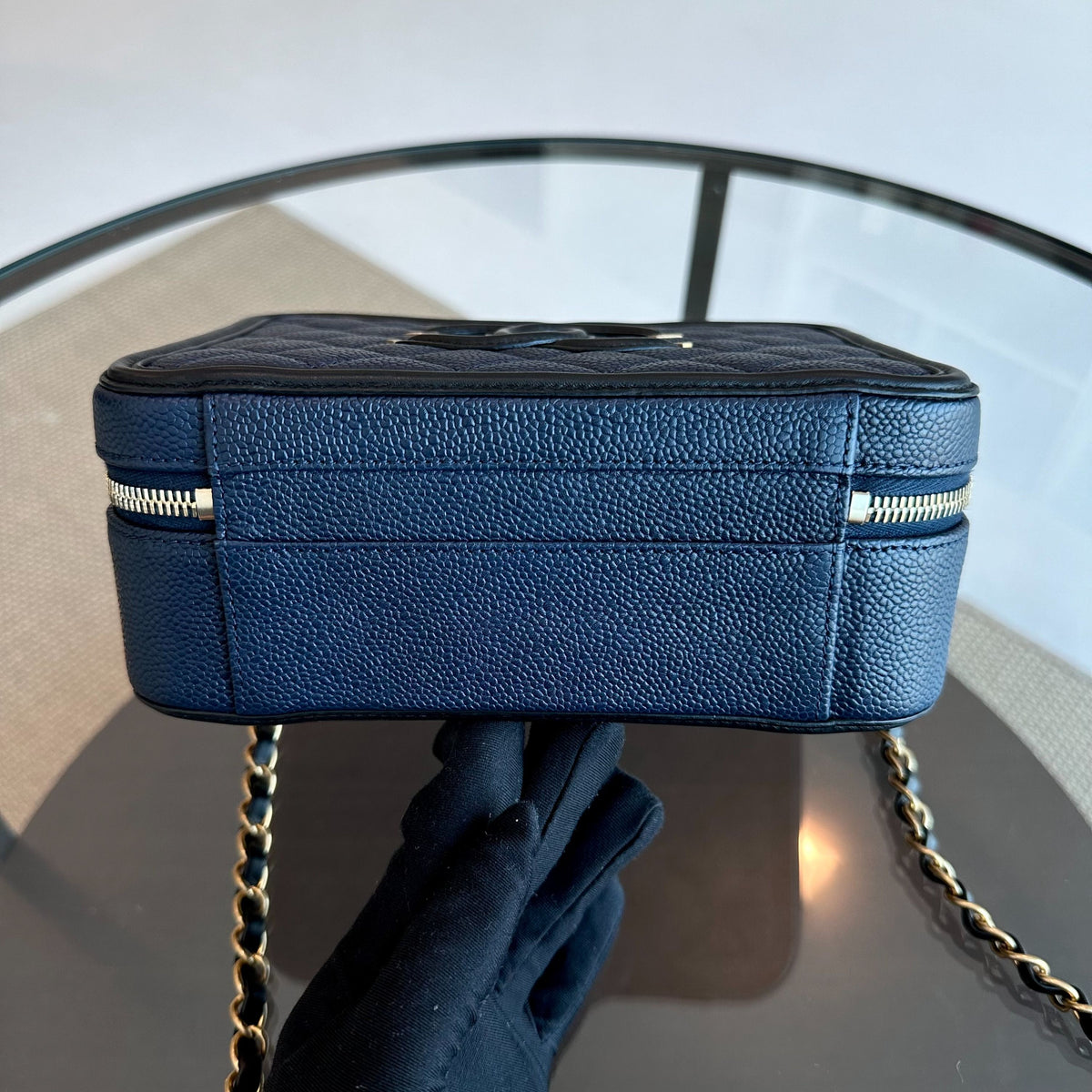 Chanel Vanity Case Medium - Caviar Dark Blue GHW No 24