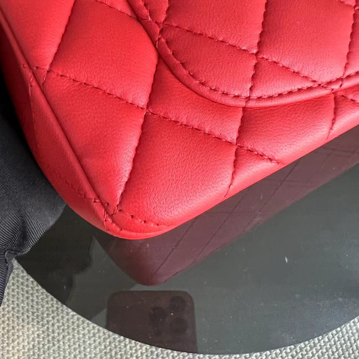 Mini Rectangular Classic Flap 20CM Quilted Lambskin Red Golden Hardware Series 17