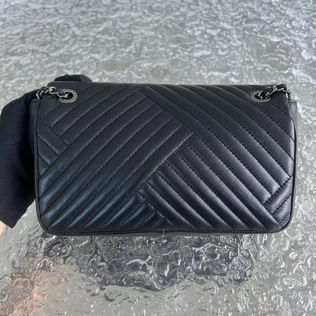 Mini Rectangular Classic Flap Crossing Lambskin Black Silver Hardware Series 21