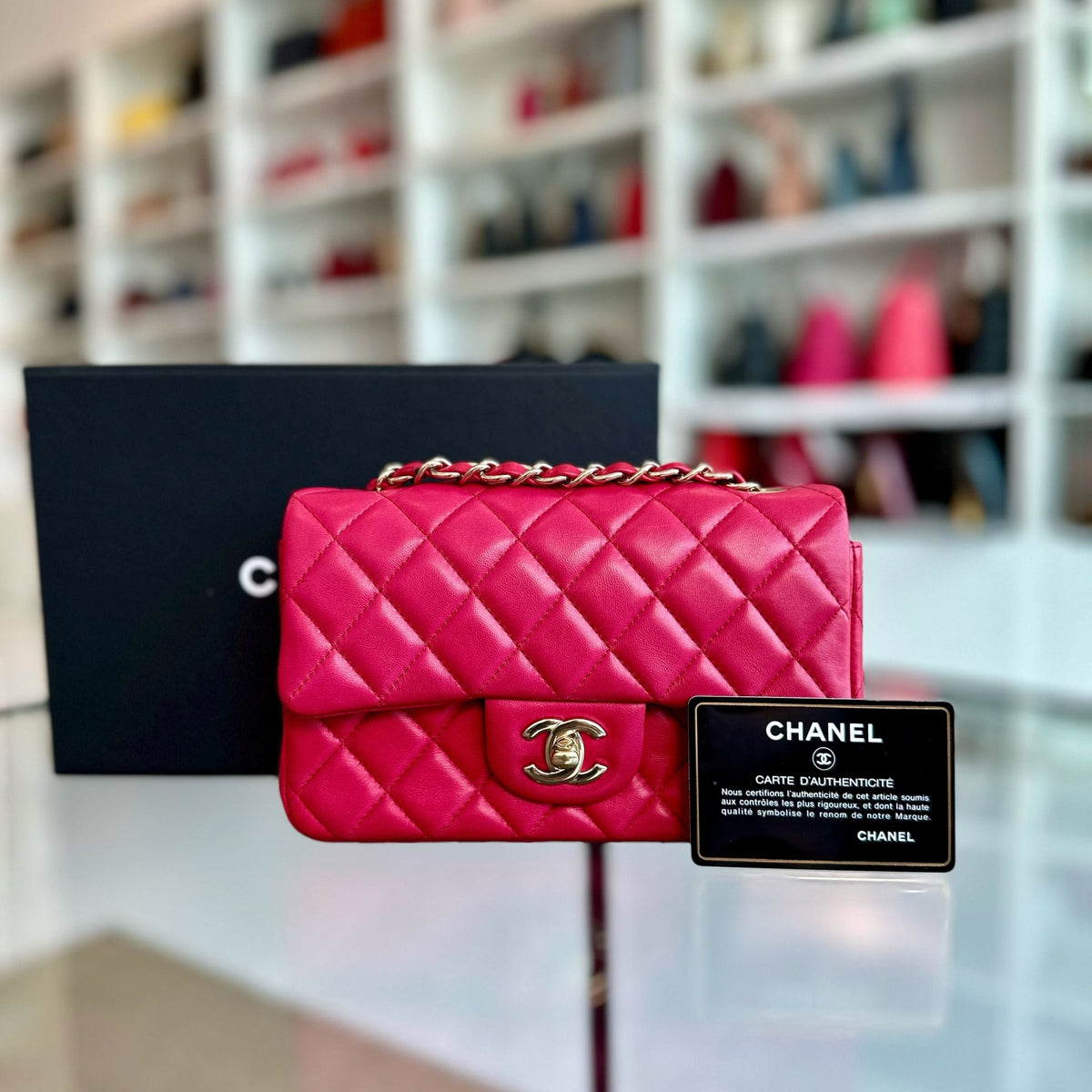 Mini Rectangular Classic Flap Lambskin Pink GHW No 21