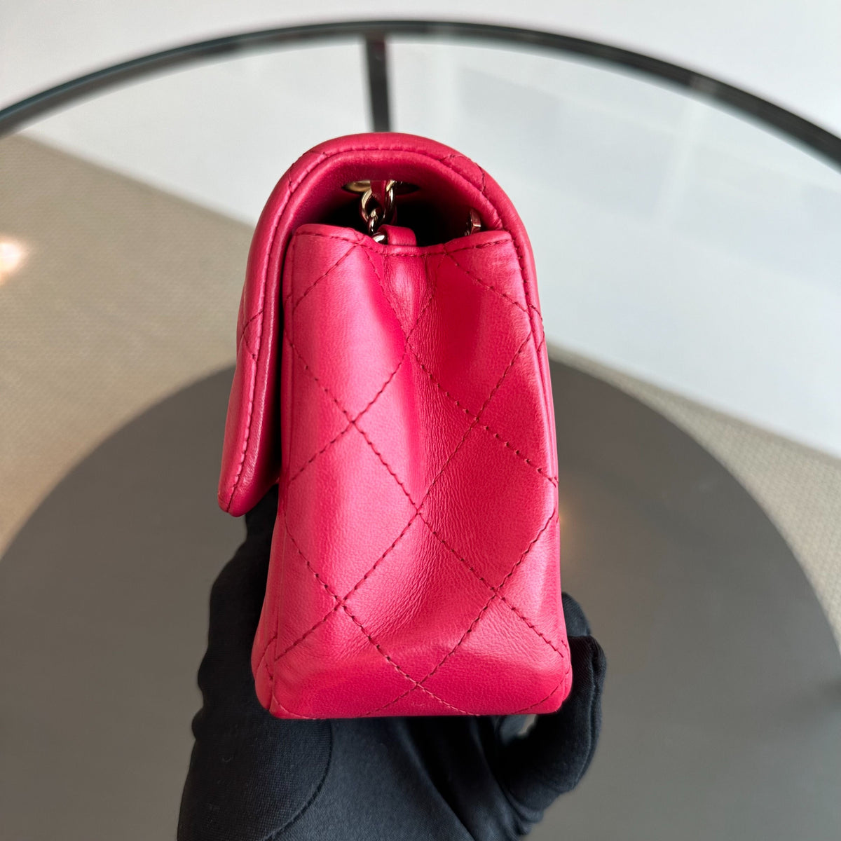 Mini Rectangular Classic Flap Lambskin Pink GHW No 21