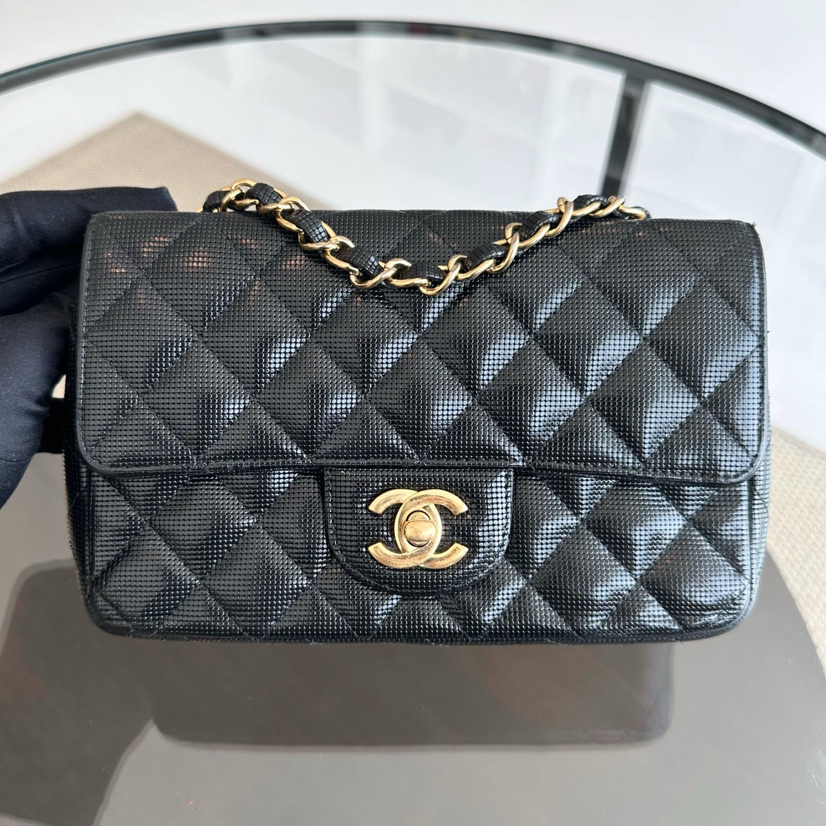 Mini Rectangular Classic Flap Pixel Effect Calfskin Cruise 2016 Black GHW No 21