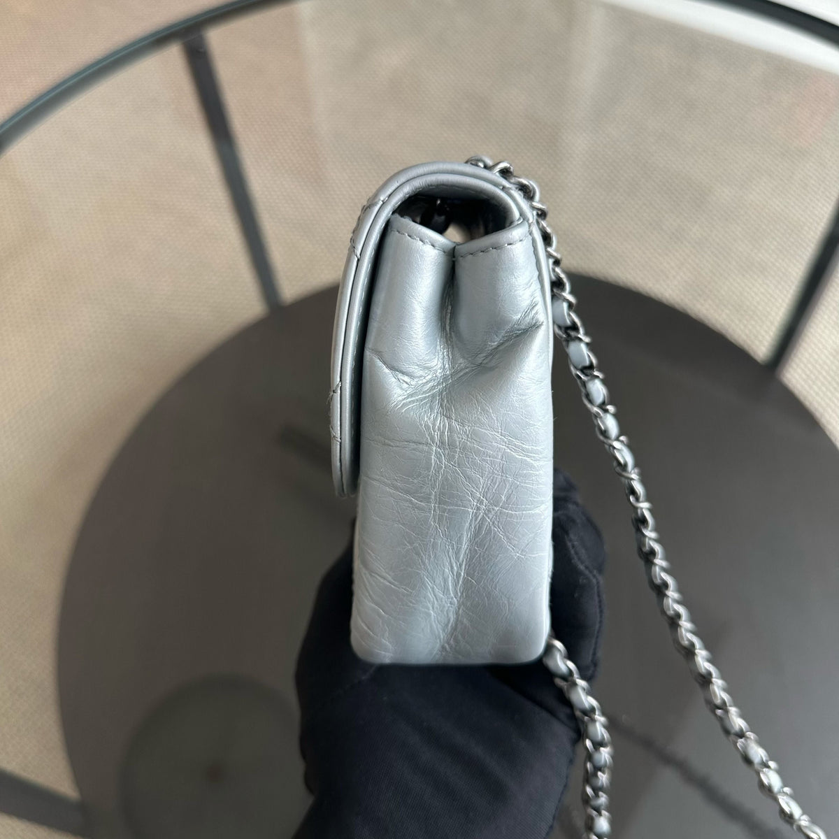 Chanel Mini Rectangular Flap - Plated Chain Seasonal Flap Quilted Calfskin Silver SHW No 21