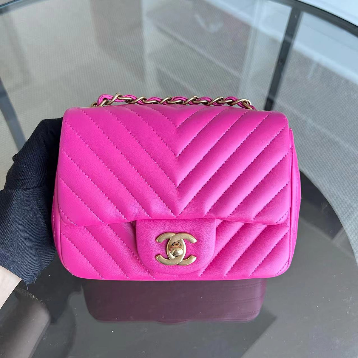 Mini Square Classic Flap Chevron Lambskin GHW No 21