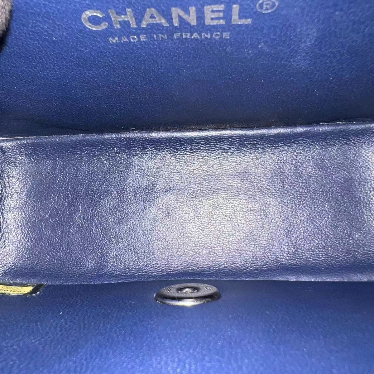 Chanel Mini Square Classic Flap Quilted Lambskin Dark Navy Blue Silver Hardware Series 22