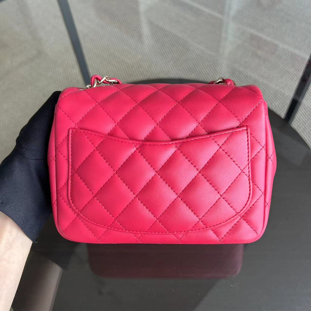 Mini Square Classic Flap Quilted Lambskin Hot Pink Golden Hardware Series 21