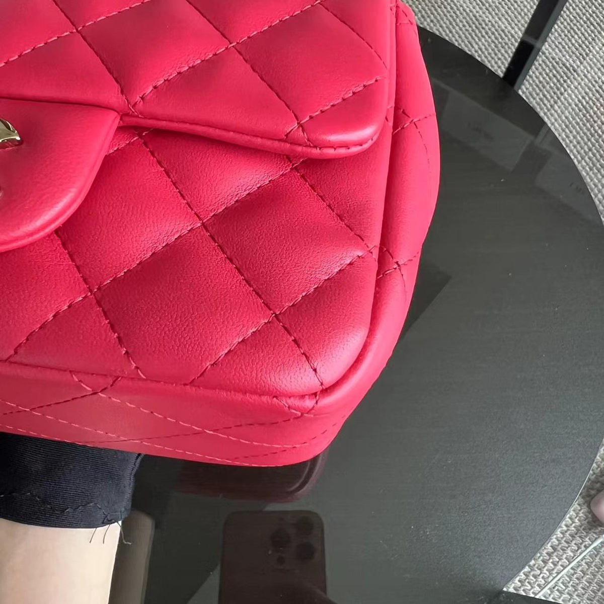 Mini Square Classic Flap Quilted Lambskin Hot Pink Golden Hardware Series 21