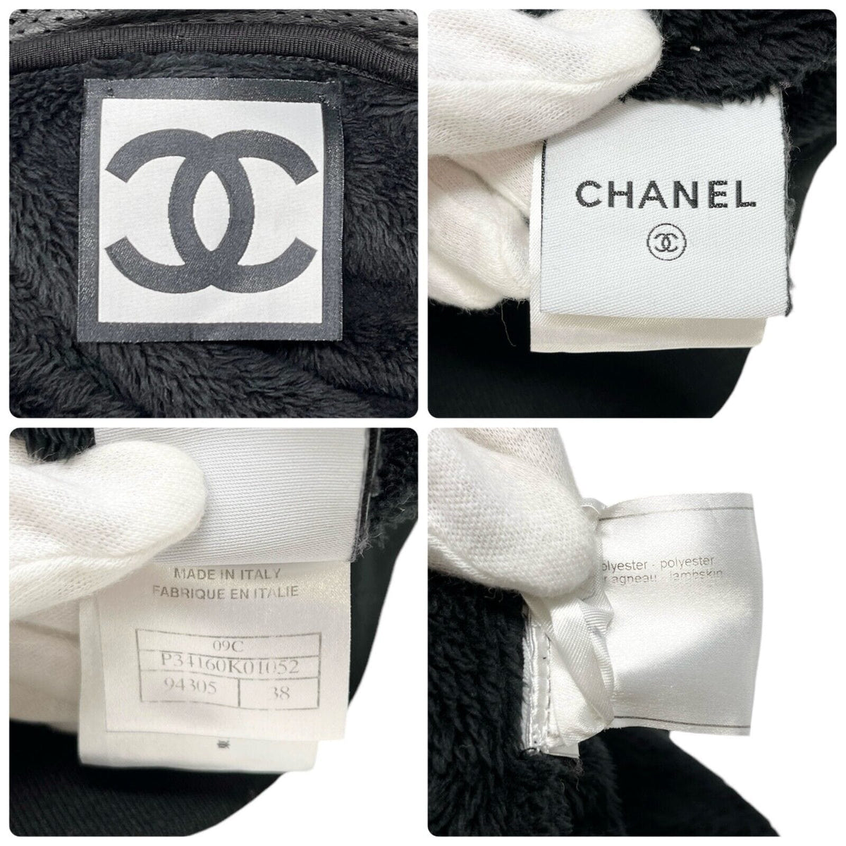 CHANEL Sport Vintage 09C CC Logo Hoodie Jacket #38 Faux Fur Zip Black