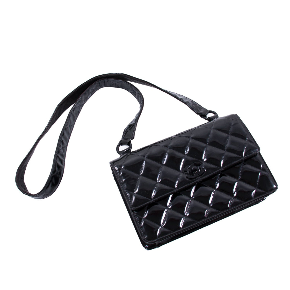 Chanel Vintage Quilted Patent Leather Flap Bag