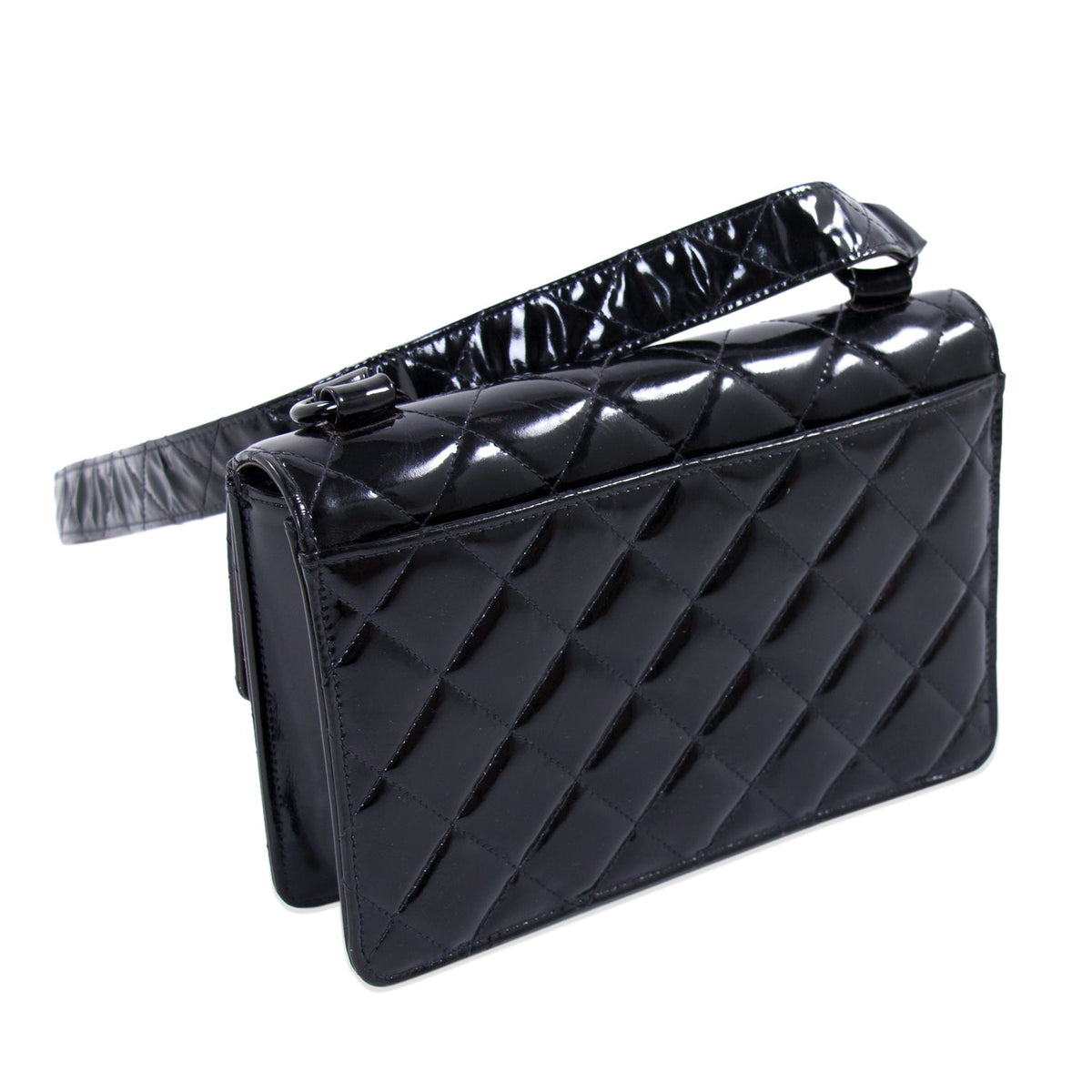 Chanel Vintage Quilted Patent Leather Flap Bag