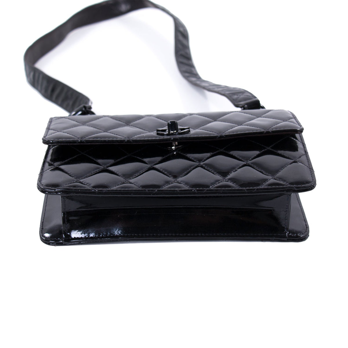 Chanel Vintage Quilted Patent Leather Flap Bag
