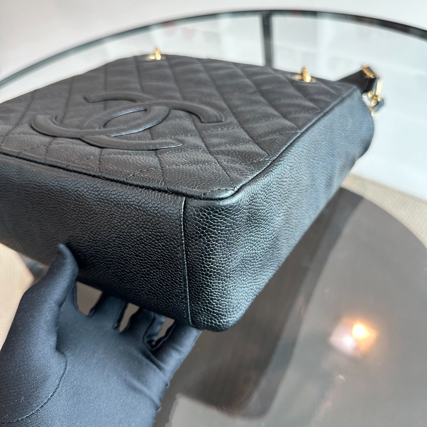 PST Caviar Petite Shopping Tote Black GHW No 10