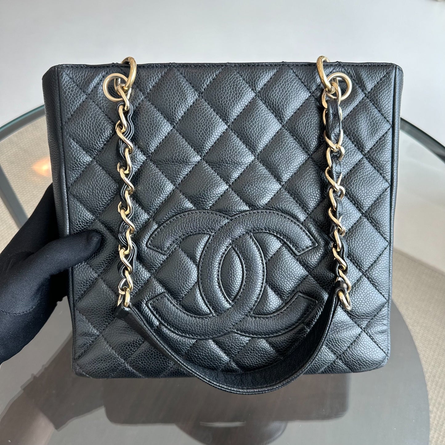 PST Caviar Petite Shopping Tote Black GHW No 11