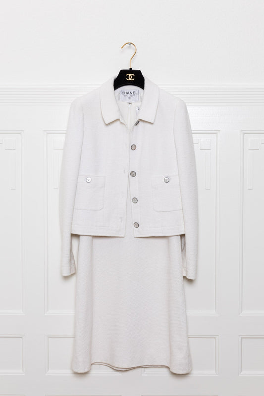 CHANEL Blazer & Dress Tweed White