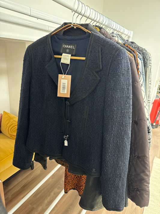 asymetric collar tweed jacket ALEP214