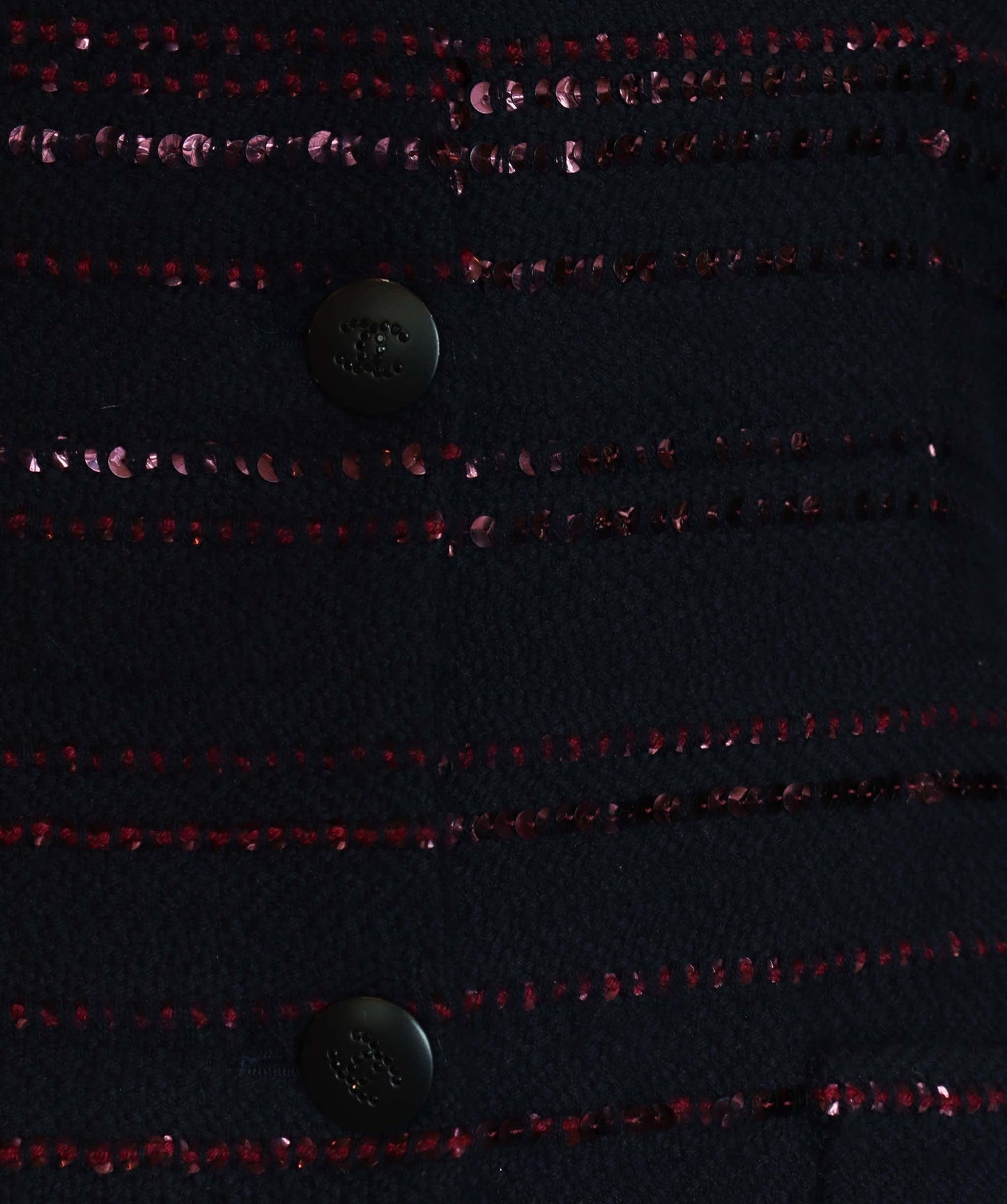 CHANEL 2000 Navy Burgundy Sequin Tweed Jacket DXBS2939