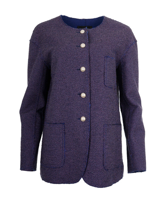 Chanel 2013 Purple & Blue Pearl CC Button Tailored Jacket ABL0062