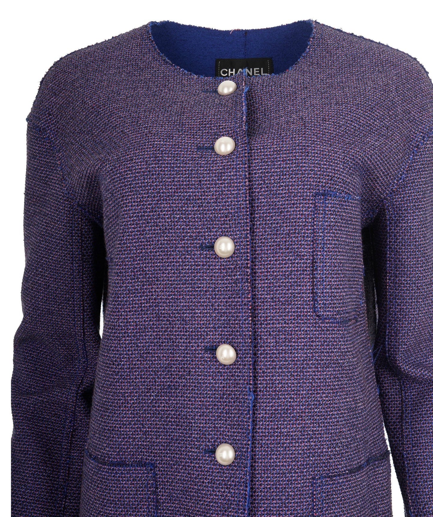 Chanel 2013 Purple & Blue Pearl CC Button Tailored Jacket ABL0062