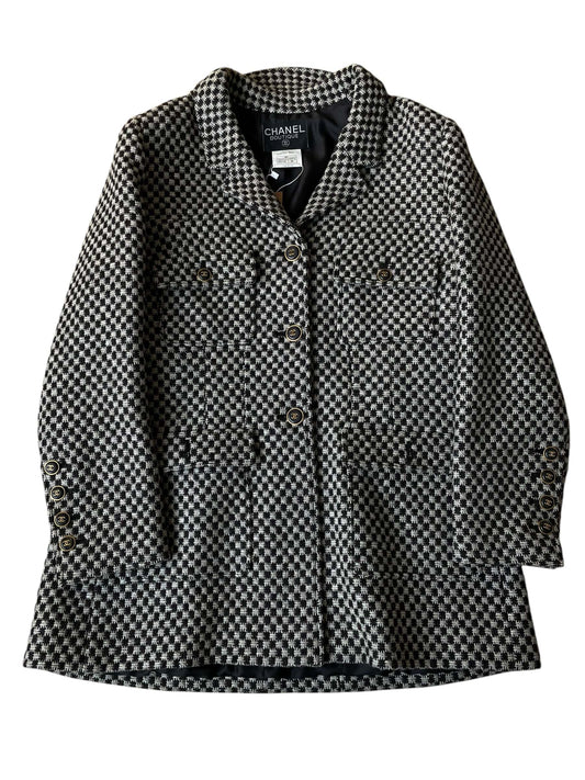 Chanel Brown Cream Herringbone Jacket 95A DXBK0345
