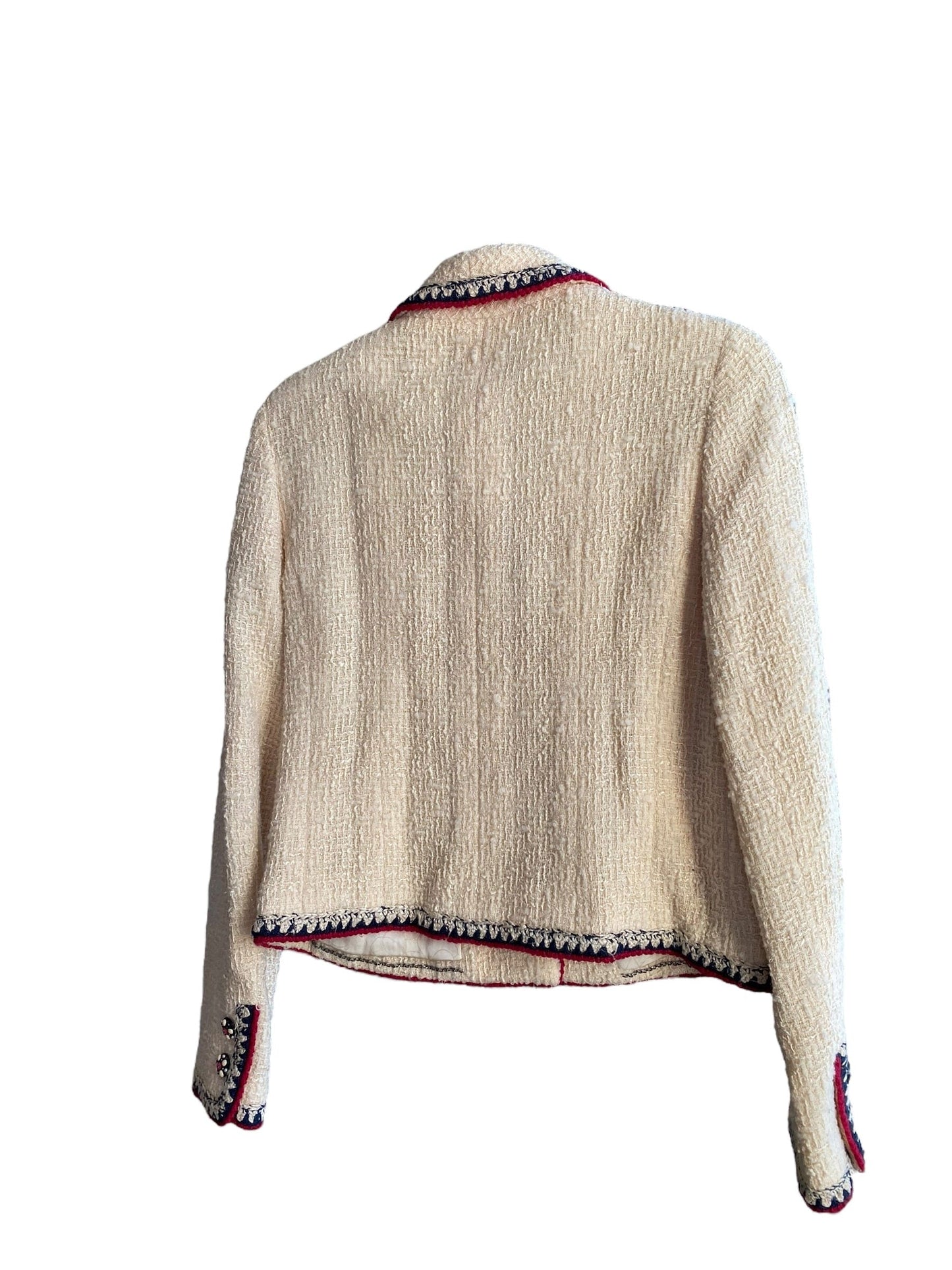 Chanel Cream Tweed Jacket with Navy & Red Trim from 06A Metiers D'art Collection DXBK0208