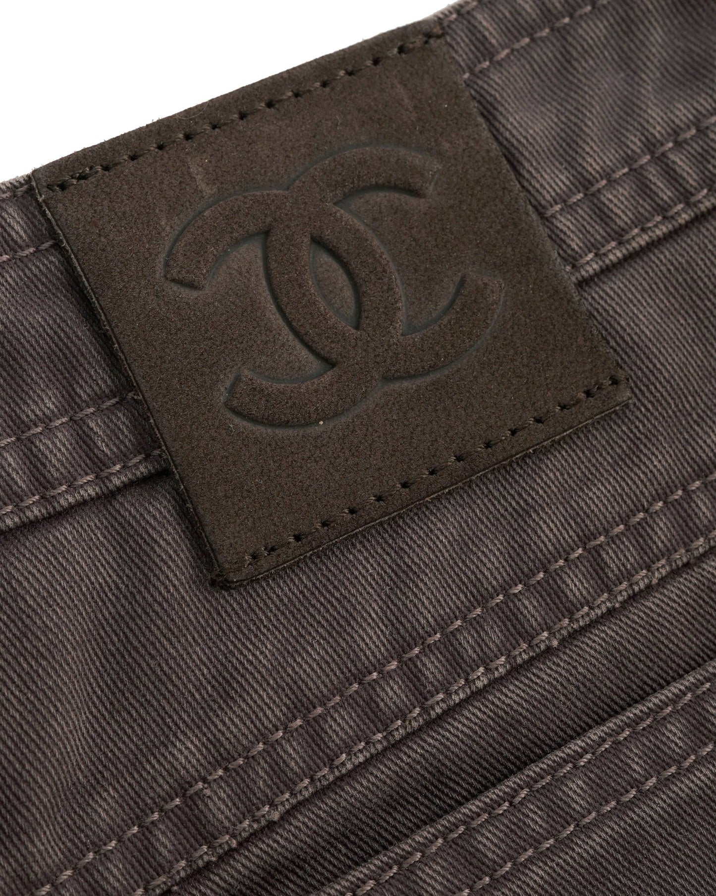 Chanel Denim Black Flared Jeans CC Logo 36  ALC2039