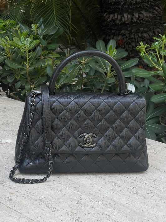 Chanel - Sac coco handle cuir caviar noir all black